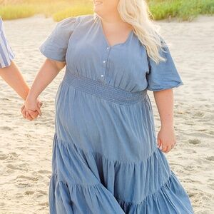 JessaKae Blue Denim Dress Plus size Curvy 4X Perfect for the Beach or Springtime